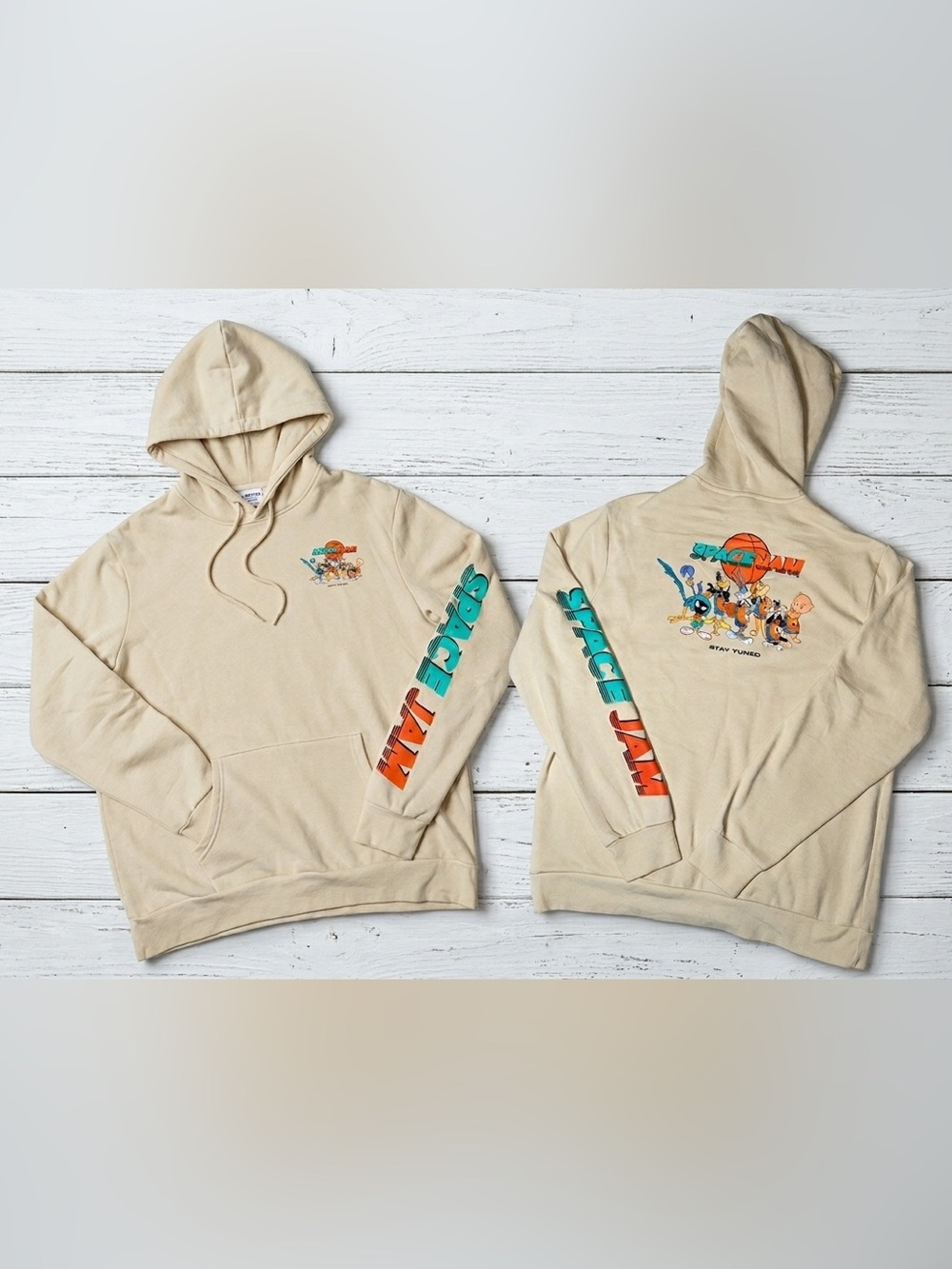 Space Jam A New Legacy Hoodie Mens XL Cream Tune Squad Graphic Pullover Unisex